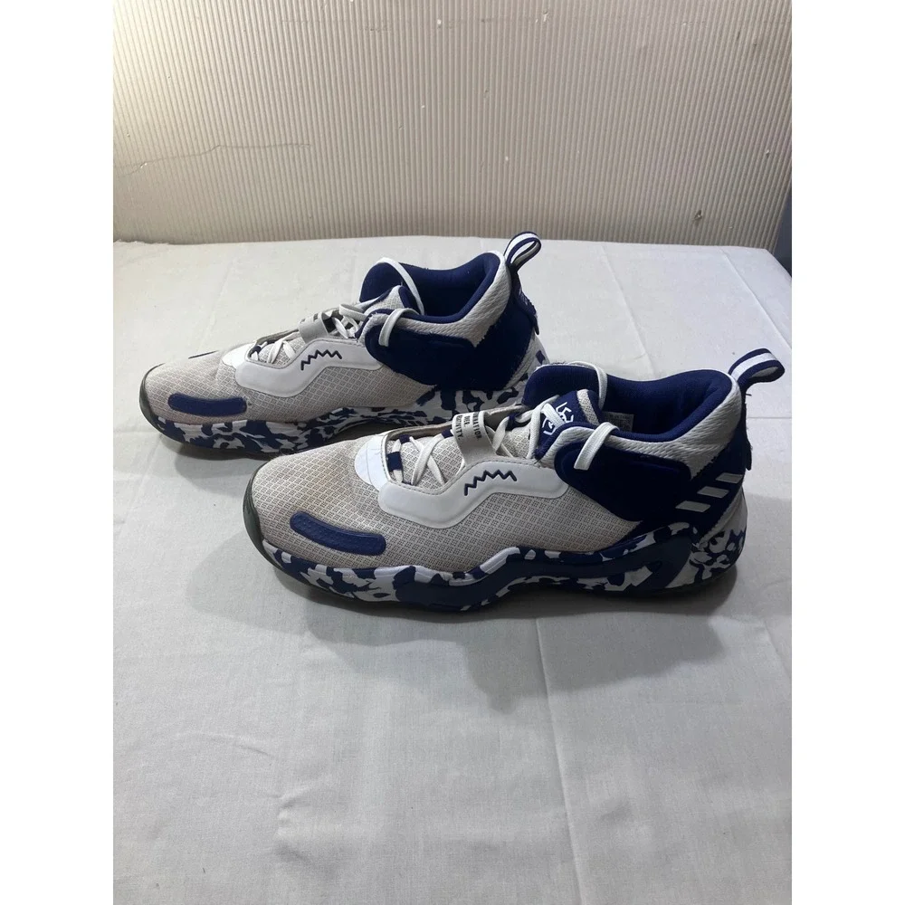 Adidas Hoops‎ Mens BB Shoes White Blue Camo F21/S22-TN21/066D.1-3 Size 13